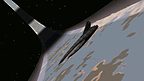A fighter over a pale world